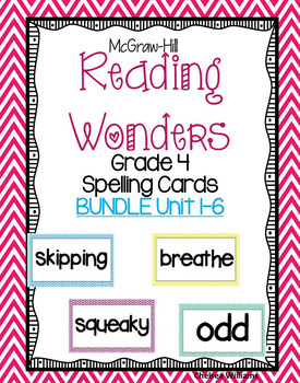 Preview of 4th Grade Spelling Words Unit 1 to 6 |  WHOLE YEAR |Focus Wall | Pocket Chart