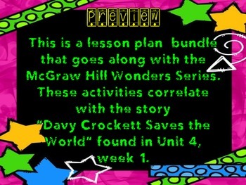 Preview of "Wonders", 5th - Davy Crockett Saves the World Lesson Plan Bundle