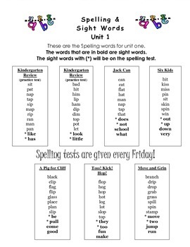 McGraw Hill Wonders First Grade Units 1-5 Spelling and High Frequency Words