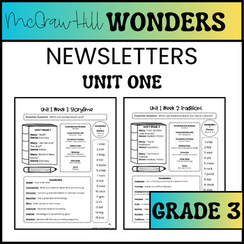 Preview of McGraw-Hill Wonders Grade 3 Newsletters/ Study Guide - UNIT ONE