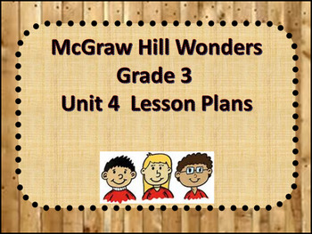 Preview of McGraw Hill Wonders Grade 3 Unit 4 Lesson Plans Weeks1-5