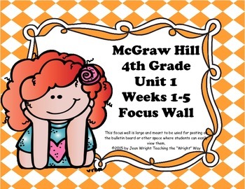Preview of McGraw Hill Wonders Grade 4 Unit 1 Weeks 1-5 Bundle focus wall for display