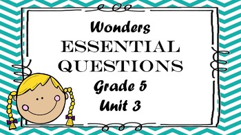 Preview of McGraw Hill Wonders Grade 5 Unit 3 Essential Questions Partner talk