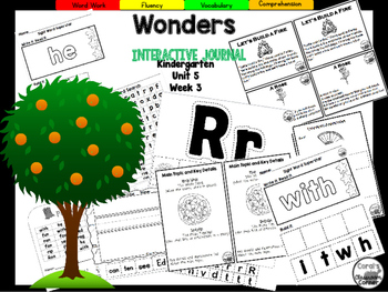 Preview of Wonders Reading 2017 Kindergarten Interactive Notebook Unit 5 Week 3