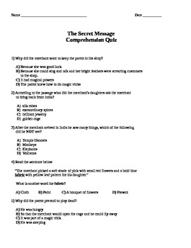 Preview of McGraw-Hill Wonders Reading 4th gr Secret Message comprehension test vocab test.