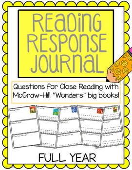 Preview of Reading Response Journals - McGraw Hill "Wonders" FULL YEAR