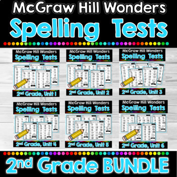 Preview of McGraw Hill Wonders 2nd  GRADE Spelling Test BUNDLE