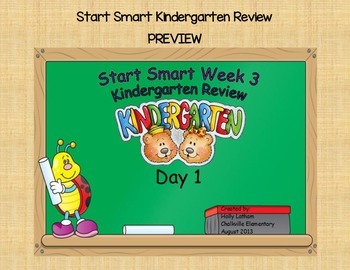Preview of McGraw Hill Wonders Start Smart Week 3 Kindergarten Review First Grade