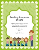 McGraw Hill Wonders Unit 1 Reading Response, First Grade