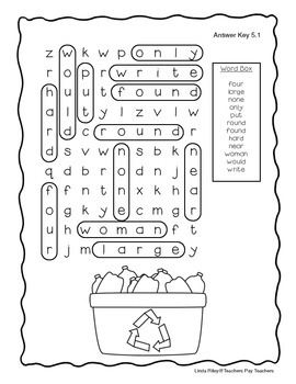 mcgraw hill wonders unit 5 high frequency word searches first grade