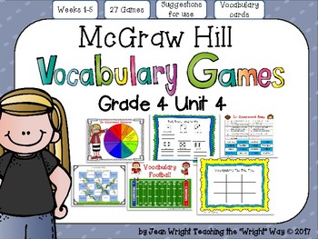 Preview of McGraw Hill Wonders Vocabulary Games Grade 4 Unit 4