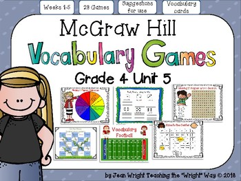 Preview of McGraw Hill Wonders Vocabulary Games Grade 4 Unit 5