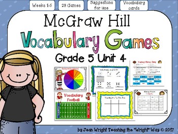 Preview of McGraw Hill Wonders Vocabulary Games Grade 5 Unit 4