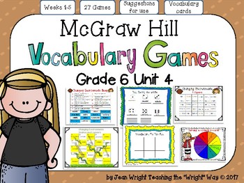 Preview of McGraw Hill Wonders Vocabulary Games Grade 6 Unit 4