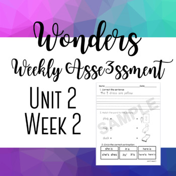 Preview of McGraw Hills Wonders Unit 2 Week 2 Assessment/Exit Slip First Grade