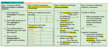 Preview of McGrawHill Wonders 6th Grade Unit 4 Templates Full