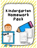 Kindergarten Homework Unit 7
