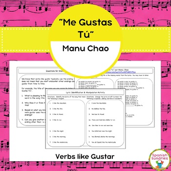 Preview of "Me Gustas Tú" & Verbs like Gustar