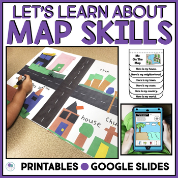 Preview of Map Skills Worksheet Me On The Map Activities First Grade Kindergarten