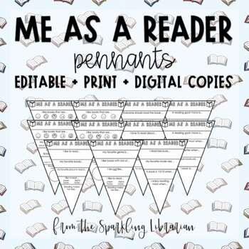 Preview of Me as a Reader Pennants Editable | Print + Digital | Great for Back to School!