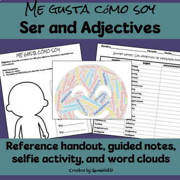 Preview of Me gusta cómo soy: Practicing Ser and Adjectives Activity and Guided Notes