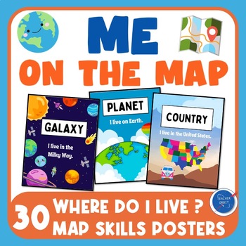 Preview of Me on the Map Posters | Back to School Map Skills | Where do I live | Geography