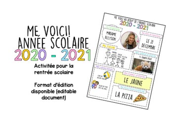 Preview of Me voici - activitée pour la rentrée scolaire 2020-2021!