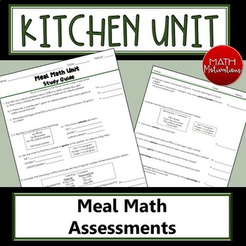 Preview of Meal Math Unit Assessments