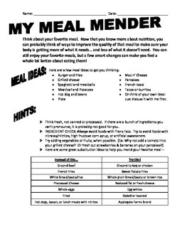 Preview of Meal Mender - Health Nutrition Summative Assessment Project