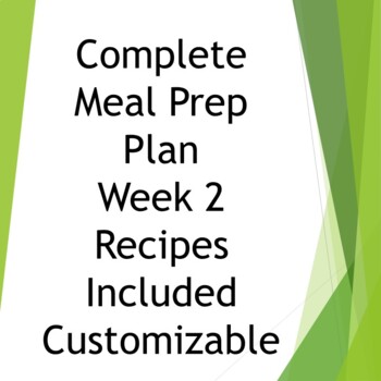 Preview of Meal Plan Week 2 with Recipes Calorie Counts, Customizable, Convenient Prep