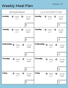 Preview of Meal Planner / Budget Diary