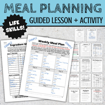 Preview of Meal Planning Activity | Life Skills Lesson | Meals Recipes Groceries Budgeting