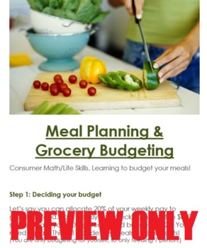 Preview of Meal Planning & Grocery Budgeting Life Skills/Consumer Math