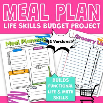 Preview of Meal Planning Life Skills Budgeting Project