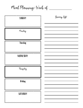 Preview of Meal Planning Template