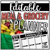 Meal and Grocery Planner | EDITABLE