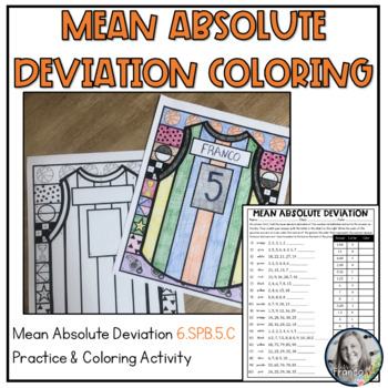 Preview of Mean Absolute Deviation Basketball Math Coloring Activity