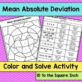 Mean Absolute Deviation Color by Number Math Activity