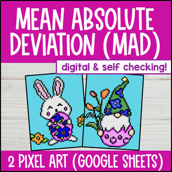 Preview of Mean Absolute Deviation Digital Pixel Art | Measures of Variability and Spread