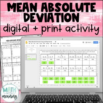 Preview of Mean Absolute Deviation MAD Digital and Print Activity for Google Drive