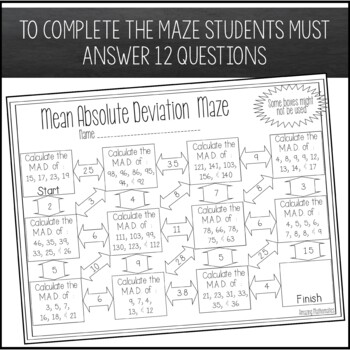 Mean Absolute Deviation Worksheet Maze Activity By Amazing Mathematics