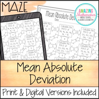 Preview of Mean Absolute Deviation Worksheet - Maze Activity