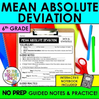 Preview of Mean Absolute Deviation Notes | MAD Guided Notes + Interactive Notebook Pages