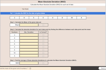 Preview of Mean Absolute Deviation Practice : Interactive Math Worksheet