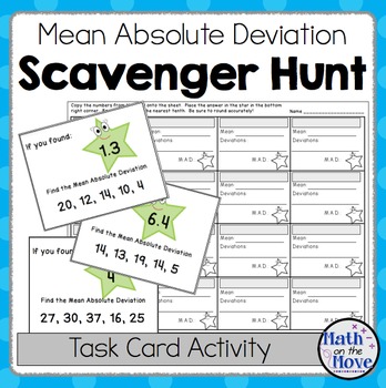 Preview of Mean Absolute Deviation - Scavenger Hunt (6.SP.2)