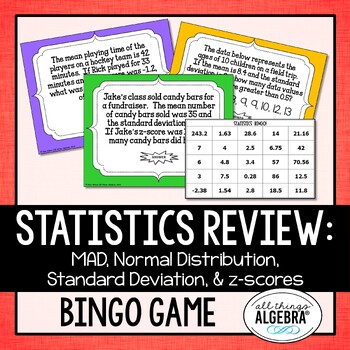 Preview of Mean Absolute Deviation, Standard Deviation, Variance, Z-Scores: Bingo Game