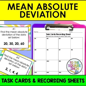 Preview of Mean Absolute Deviation Task Cards | Math Center Practice Activity