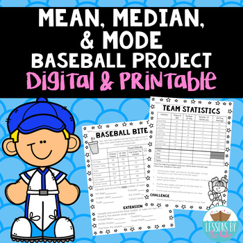 Preview of Mean, Median, Mode Baseball Printable & Digital Google Slides™