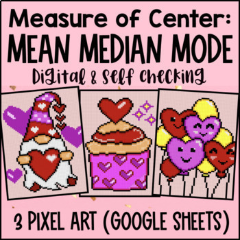 Preview of Mean Median Mode Digital Pixel Art Measures of Central Tendency & Center