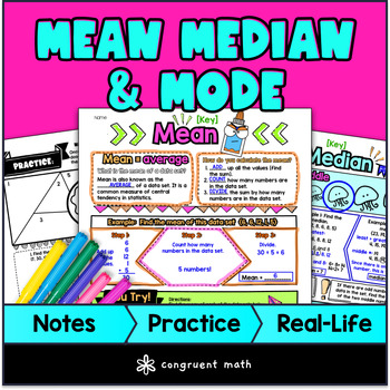 Preview of Mean Median Mode Guided Notes & Doodles | Measures of Central Tendency